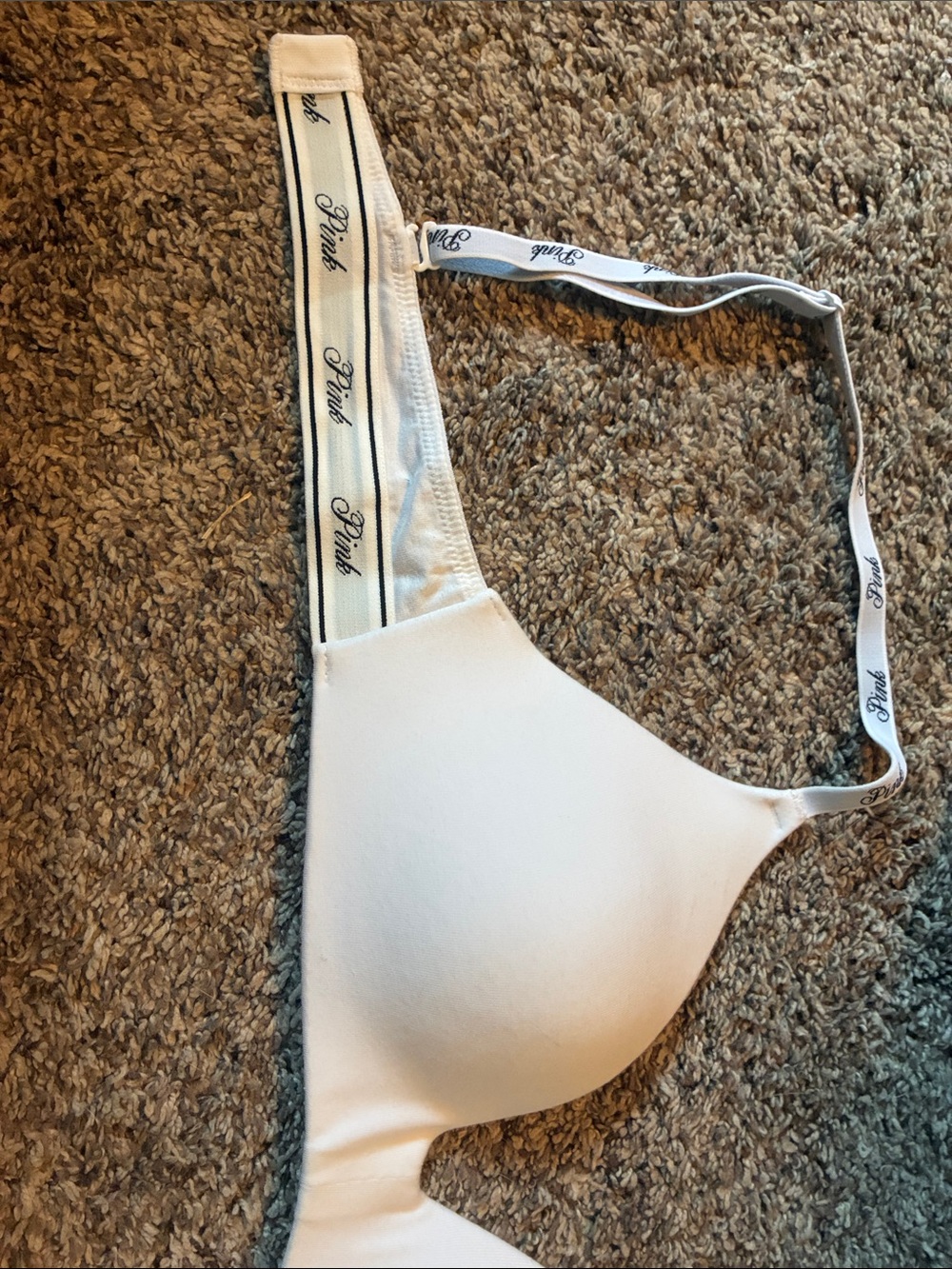 PINK Victoria's Secret White Wireless Logo Strap T-Shirt Bra